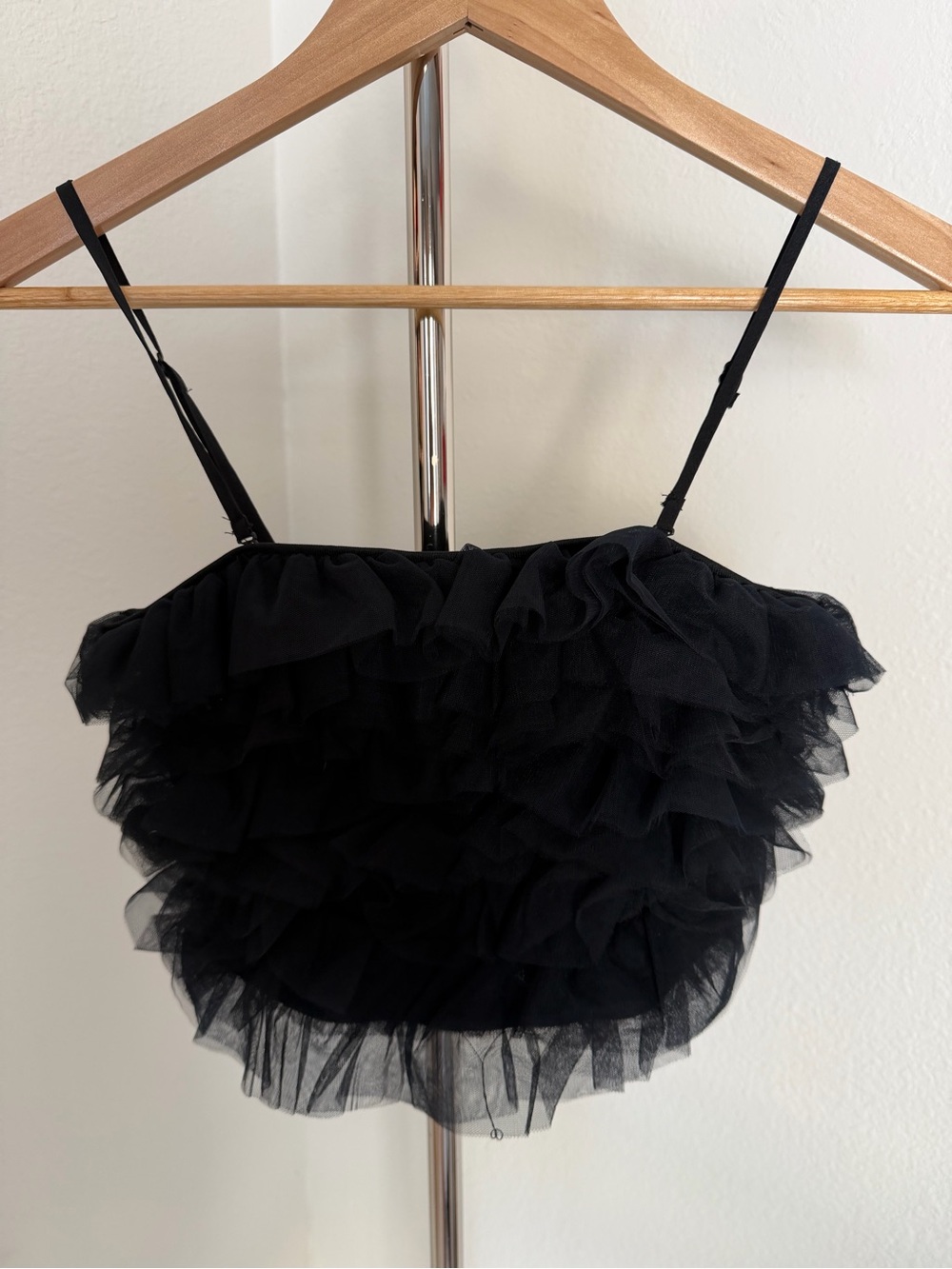 a wnew day Black Ruffle Tulle Camisole